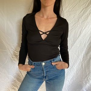 Free People V Neck Long Sleeve Top